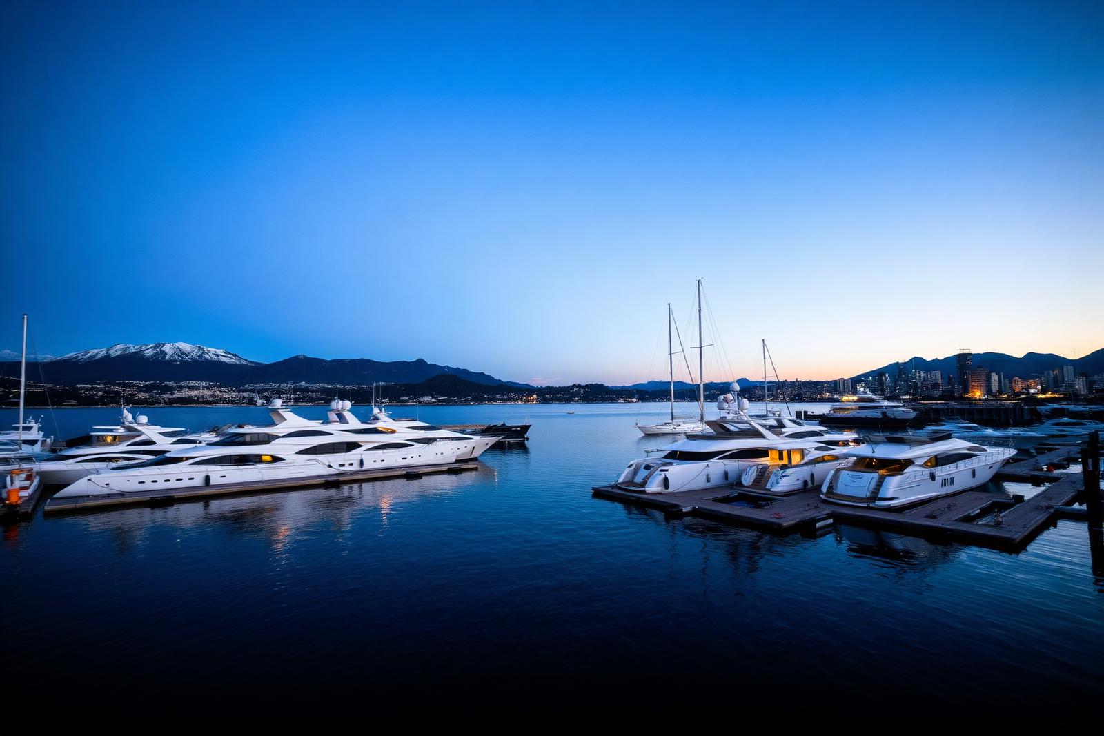 Vancouver marina at dusk